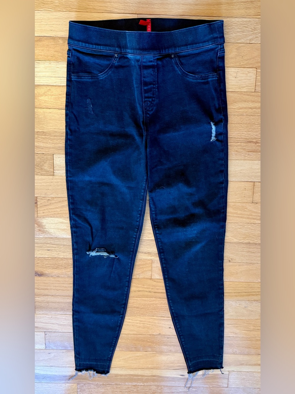 SPANX Women’s Black Distressed Skinny Jeans size L